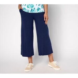 Fashion Women's Pants Sz XL Denim & Co. Beach Jersey Pull-On Crop Blue A689474